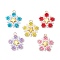 Glass Seed Beaded Star Pendants, with 304 Stainless Steel Jump Rings Loop & Brass Star Bead, Mixed Color, 22x20x3mm, Hole: 2.5mm
