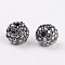 Metal Alloy Rhinestones Beads, Round, Gray, Size: about 10mm in diameter, hole: 2mm