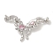 Brass Micro Pave Pink Cubic Zirconia Fold Over Clasps, Buterfly, Platinum, 45mm, Butterfly: 25.5x25.5x7.5mm, Clasp: 13x7.5x5.5mm