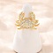 Brass Micro Pave Cubic Zirconia Cuff Rings, Golden, Crab, 17.5x23.5mm