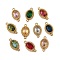 Ion Plating(IP) 304 Stainless Steel Cubic Zirconia Oval Links Connector Charms, Real 18K Gold Plated, Mixed Color, 12.5x6.5x2.5mm, Hole: 0.8mm