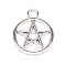 Tibetan Style Alloy Pendants, Hollow, Ring with Star, Antique Silver, 25x20x1.5mm, Hole: 3mm