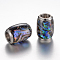 304 Stainless Steel Enamel Magnetic Clasps with Glue-in Ends, with Shell, Barrel, Royal Blue, 16x13~14mm, Hole: 6mm