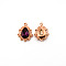 Alloy Pendants, with Rhinestone, Cadmium Free & Lead Free, Light Gold, Teardrop, Indigo, 25x19x5mm, Hole: 1.6mm