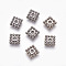 Tibetan Style Alloy Spacer Beads, Cadmium Free & Lead Free, Square, Gunmetal, 7x7x2mm, hole: 2mm