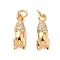 Rocket Brass Micro Pave Clear Cubic Zirconia Charms, with Jump Rings, Cadmium Free & Nickel Free & Lead Free, Real 18K Gold Plated, 13.5x6x6mm, Hole: 2.8mm