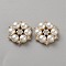 Alloy Rhinestone Cabochons, with Plastic Imitation Pearl, Flower, Golden, 27.5x24x8.5mm