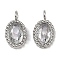 304 Stainless Steel Micro Pave Cubic Zirconia Charms, Oval, Stainless Steel Color, 12x6.5x2.5mm, Hole: 1.8mm