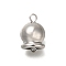 304 Stainless Steel Pendant, with Rhinestone, Christmas Bell, Stainless Steel Color, 15.5x10x7.5mm, Hole: 2mm