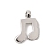 925 Sterling Silver Pendants, Musical Note Charms, Rhodium Plated, Platinum, 12x9x3mm, Hole: 2mm