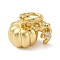 Brass Micro Pave Cubic Zirconia Pendants, Pumpkin Charms, with Jump Ring, Long-Lasting Plated, Cadmium Free & Lead Free, Rack Plating, Real 18K Gold Plated, 9.5x11x7.5mm, Hole: 3mm