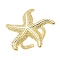Starfish Brass Open Cuff Rings, for Women, Lead Free & Cadmium Free, Real 18K Gold Plated, Real 18K Gold Plated, 31.5mm, Inner Diameter: 17.5mm