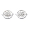 Rack Plating Brass Micro Pave Clear Cubic Zirconia Connector Charms, Flat Round Links with Sun, Long-Lasting Plated, Real Platinum Plated, 24.5x20x3mm, Hole: 1.2mm