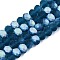 Transparent Glass Beads Strands, Faceted, Frosted, Half AB Color Plated, Rondelle, Steel Blue, 8x6mm, Hole: 1mm, about 60~62pcs/strand, 39~40cm