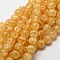 Crackle Glass Round Beads Strands, Goldenrod, 6mm, Hole: 1mm, about 62pcs/strand, 15.2 inch