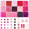 15 Styles Glass Seed & Bugle Beads, Round, Hot Pink, 4~6x1.5~4.5mm, Hole: 0.5~1.5mm, 15 styles, 10g/style, 150g