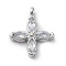 304 Stainless Steel Pendants, with Cubic Zirconia, Flower, Clear, 16x13.5x3mm, Hole: 1.8mm