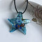 Starfish Millefiori Glass Pendant Waxed Cord Necklaces, Steel Blue, 17.72 inch(45cm)