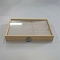 Rectangle Bamboo Badge Presentation Boxes, Clear PP Visible Window Storage Box for Brooch Storage, with Velvet Mat Inside, Moccasin, 24x35x5cm