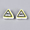 Printed Opaque Resin Beads, Triangle with Word No, Champagne Yellow, 19x21x8~8.5mm, Hole: 1~1.2mm