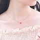 Красное сердце с круглыми жемчужными бусинами кулон ожерелье для девочек женщин NJEW-BB44385-A-2