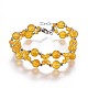 Natural Citrine Beads Multi-strand Bracelets BJEW-JB04193-01-1