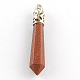 Faceted Bullet Natural & Synthetic Mixed Stone Big Pointed Pendants with Alloy Findings G-R286-02-2