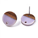 Orecchini a bottone in resina opaca e legno di noce MAK-N032-007A-B04-3
