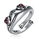 Открытые кольца лягушки из стерлингового серебра для женщин RJEW-BB32823-2