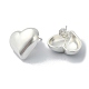 Orecchini a bottone in ottone a forma di cuore EJEW-D098-07S-2