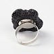 Pepitas ajustables anillos de dedo de piedras preciosas de roca de lava RJEW-I019-11-3