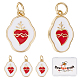 Beebeecraft 1 Box 6Pcs Enamel Heart Charms 18K Gold Plated Brass Irregular Oval with Sacred Heart Pendant Dangle Charms with Jump Rings for DIY Necklace Bracelet KK-BBC0005-40-1