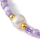 Set di 3 braccialetti con perline intrecciate di semi di vetro e perle naturali in 3 colori BJEW-JB09535-4