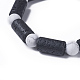 Bracelets extensibles perlés en pierre de lave naturelle BJEW-G613-01A-2