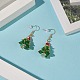 Glass Braided Beaded Christmas Tree Dangle Earrings EJEW-JE05151-02-2