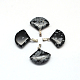Fan Natural Snowflake Obsidian Pendants G-Q358-06-2