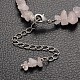 Natural Rose Quartz & Alloy Heart Charm Bracelets For Valentine's Day BJEW-JB01883-01-5