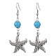 Boucles d'oreilles pendantes en alliage sur le thème de l'océan avec perles turquoise synthétiques EJEW-JE05447-4
