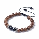 Verstellbare geflochtene Perlenarmbänder aus natürlichem schwarzem Achat (gefärbt). BJEW-JB04840-03-1