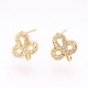 Brass Micro Pave Cubic Zirconia Stud Earring Findings KK-F753-03G-RS-1