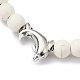 Delfino in lega di stile tibetano e braccialetto elasticizzato con perline rotonde turchesi sintetiche BJEW-JB09895-01-2