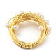 天然パールビーズの指輪  真鍮ワイヤーラップフィンガーリング  14KGP本金メッキ  usサイズ6（16.5mm） RJEW-H220-25G-3