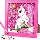 Kit di pittura con diamanti per cornice per foto con unicorno per bambini PW-WG79102-02-1