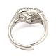 Enamel Heart Adjustable Ring with Clear Cubic Zirconia RJEW-Q781-01P-02-3
