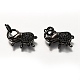 Brass Micro Pave Black Cubic Zirconia Lobster Claw Clasps ZIRC-I052-05EB-1