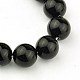 Chapelets de perles en pierre noire synthétique, teinte, ronde, noir, 14mm, Trou: 1.2mm, Environ 29 pcs/chapelet, 15.5 pouce