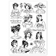 GLOBLELAND Big Size Vintage Lady Portrait Clear Stamps for DIY Scrapbooking Rose Silicone Clear Stamp Seals for Cards Making Photo Journal Album Decoration DIY-WH0296-0007-8
