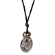 Adjustable Retro Zinc Alloy Pendant and Leather Cord Lariat Necklaces For Men NJEW-BB15989-A-9