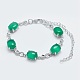Natural Green Onyx Agate Link Chain Bracelets BJEW-G595-A08-1