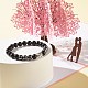 Natural Obsidian & Non-Magnetic Synthetic Hematite Round Beads Energy Stretch Bracelet for Men Women BJEW-JB06968-01-2
